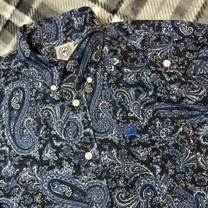 Cinch Western Shirt Boys XL 14 Blue Paisley Button Western Rodeo Retro